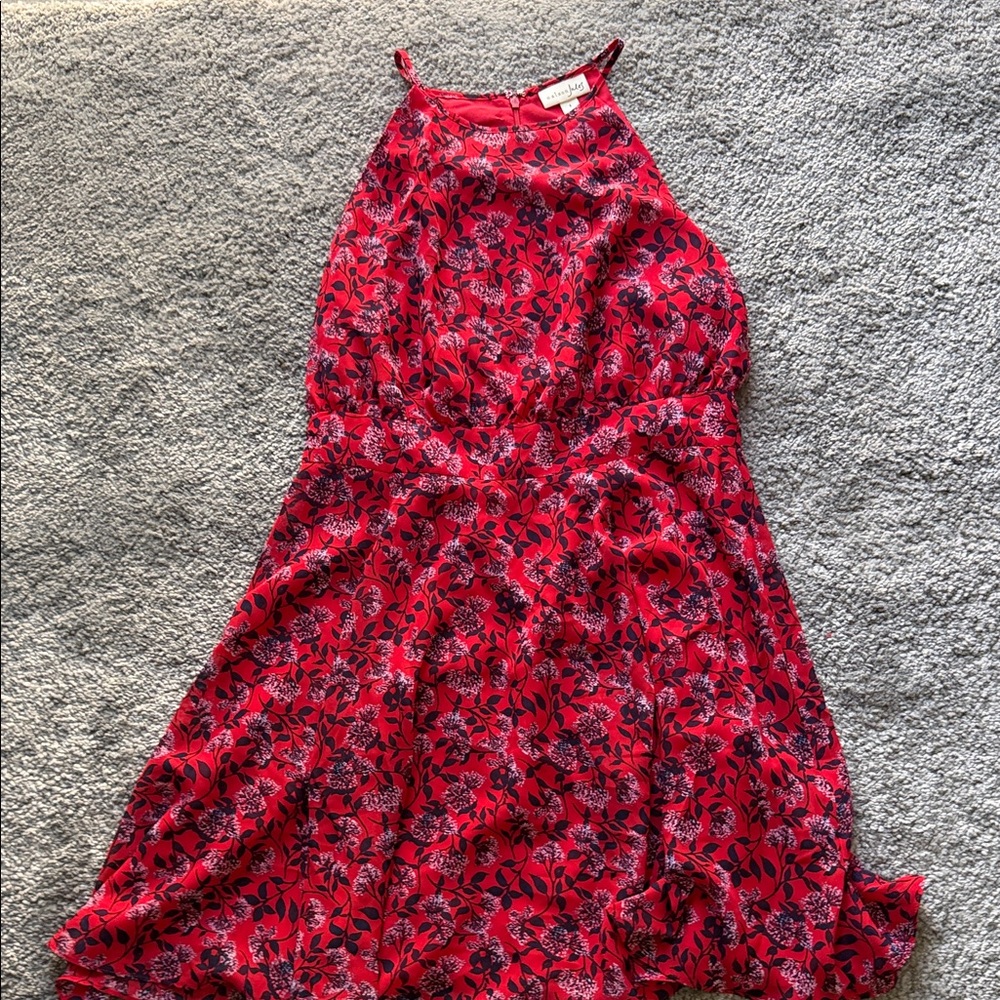 Maison Jules Red and Black Floral Dress